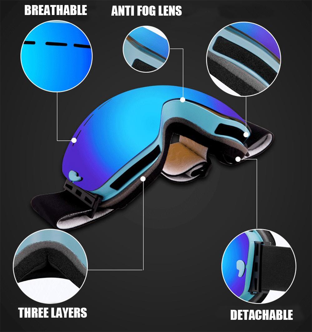 Изображение товара: Лыжные очки Goexplore для взрослых, зимние спортивные очки для сноуборда, противотуманные сферические лыжные очки с УФ-защитой для снегохода для женщин