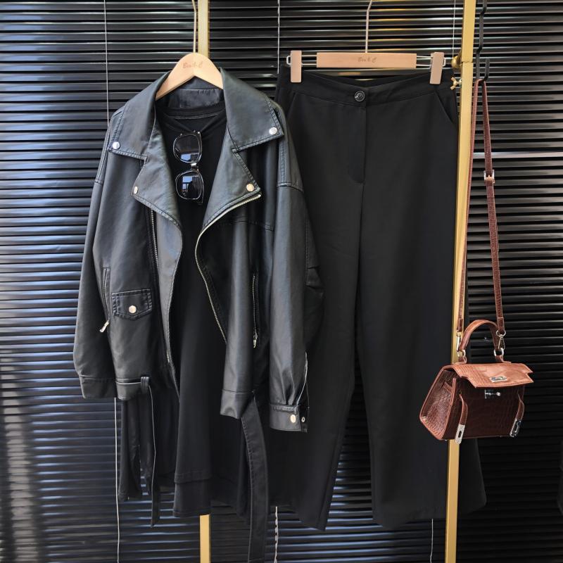 Изображение товара: High Quality 2020 Autumn Black PU Leather Jacket Loose Turn-Down Collar Zipper Fashion Oversize Women's Tops Coat Outwear Female