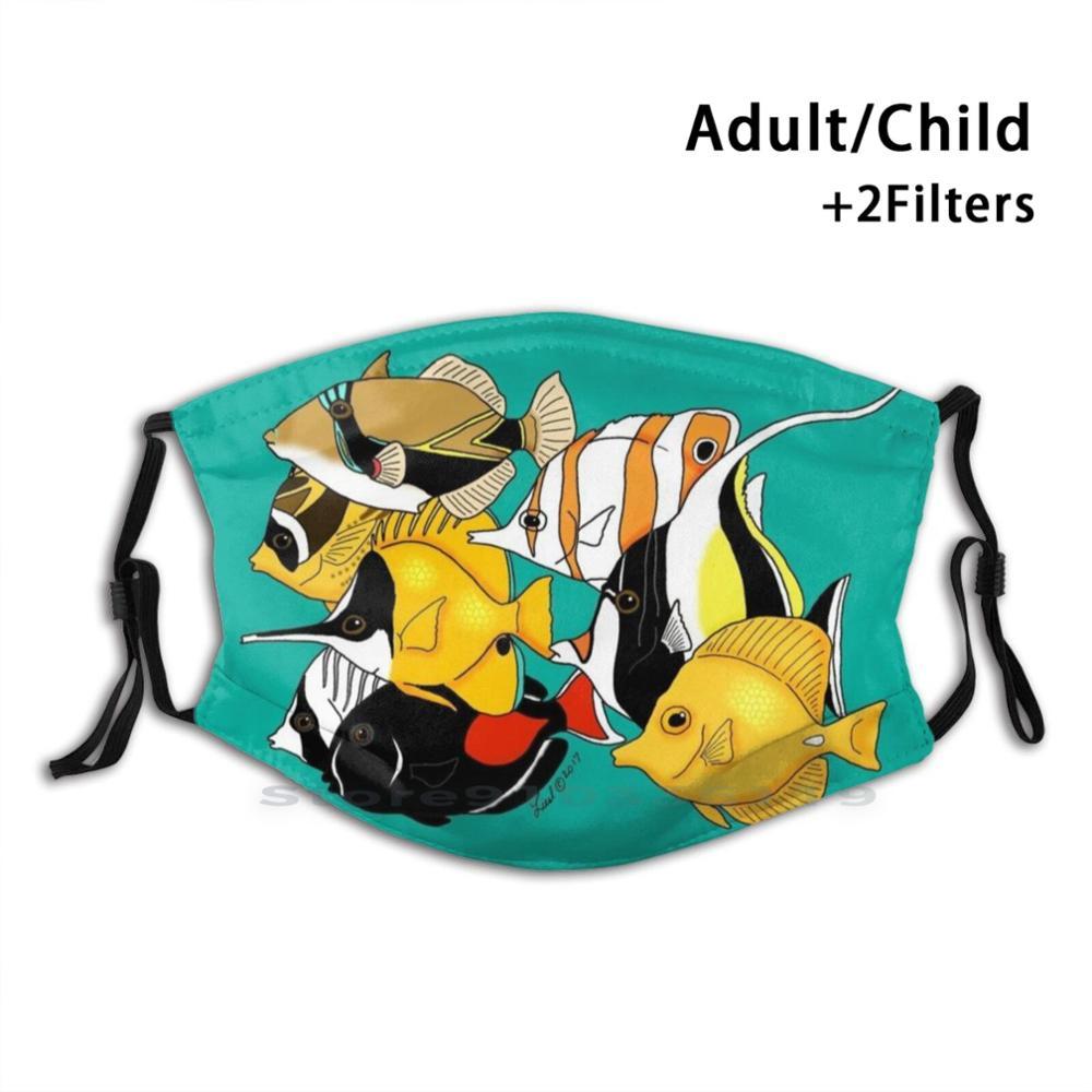 Изображение товара: Гавайская Рыба для взрослых детей моющаяся забавная маска для лица с фильтром Liesl Schindler рыба тропическая рыба Гавайские океанические Моаны