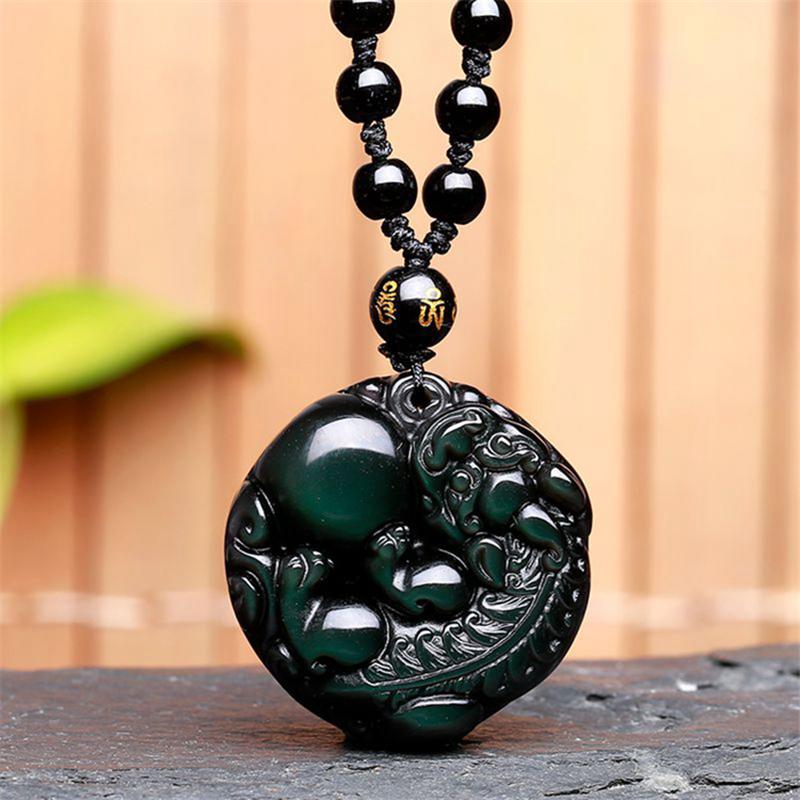 Изображение товара: Подвеска-ожерелье из настоящего радужного обсидиана, подвеска из цветного драгоценного камня ручной работы
