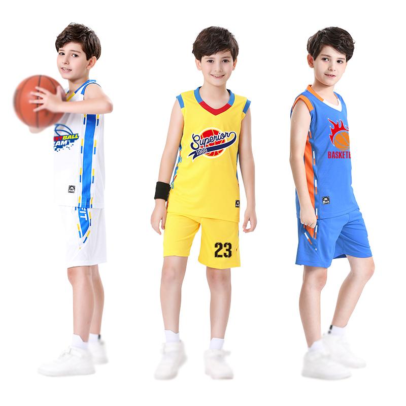Изображение товара: 2022 скидка, Детская баскетбольная форма, костюм для мальчиков на весну и лето, спортивный тренировочный костюм для начальной школы, трикотажная форма на заказ