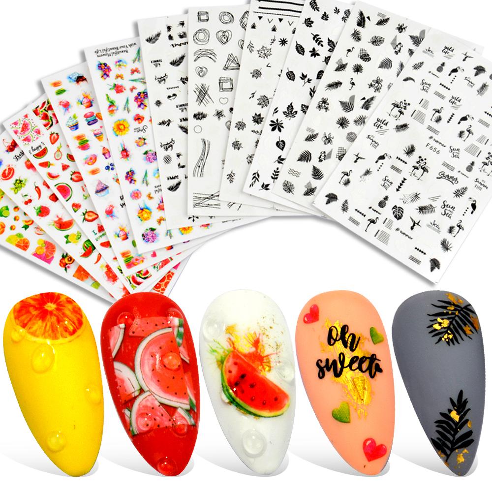 Изображение товара: 1 лист наклейки для нейл-арта Цветные Цветочные животные дизайн украшения для ногтей DIY 3D клейкие наклейки для ногтей советы
