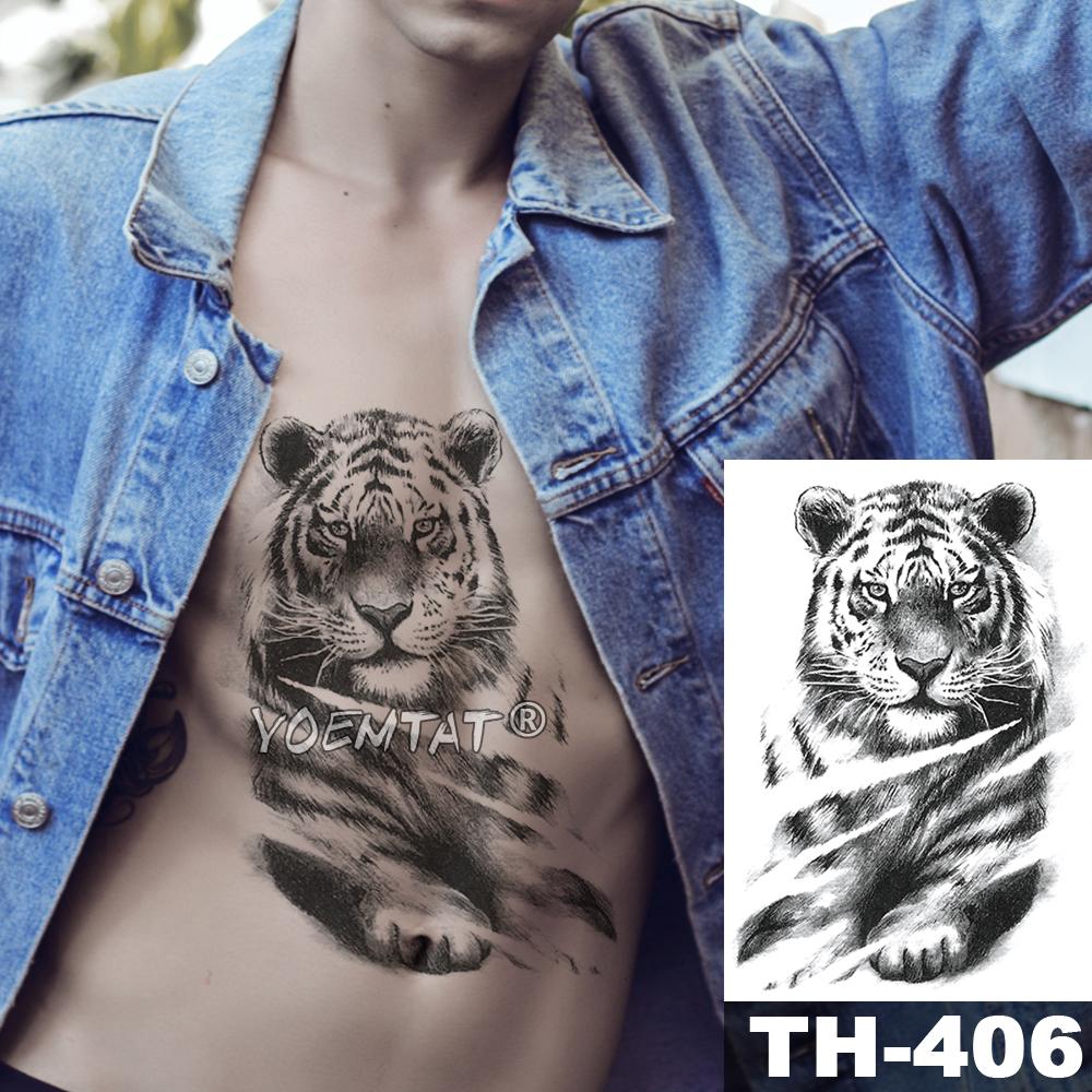 Изображение товара: Временная татуировка с изображением Луны, леса, волка, Льва, тигра, водостойкая татуировка, воин, животное, боди-арт, рука, поддельные тату для мужчин и женщин