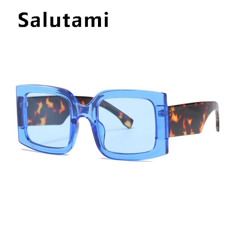 Изображение товара: Солнцезащитные очки с градиентными линзами Uv400 для мужчин и женщин, модные винтажные элегантные квадратные, с черным принтом, синие и зеленые, 2020