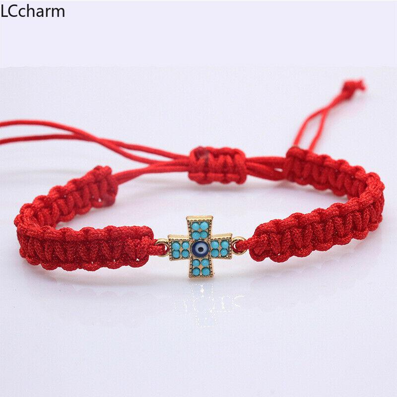 Изображение товара: Korean Fashion Cross Charm Bracelet Women Men Red Cord Lucky String Adjustable Woven Bracelets Bangle Jewelry
