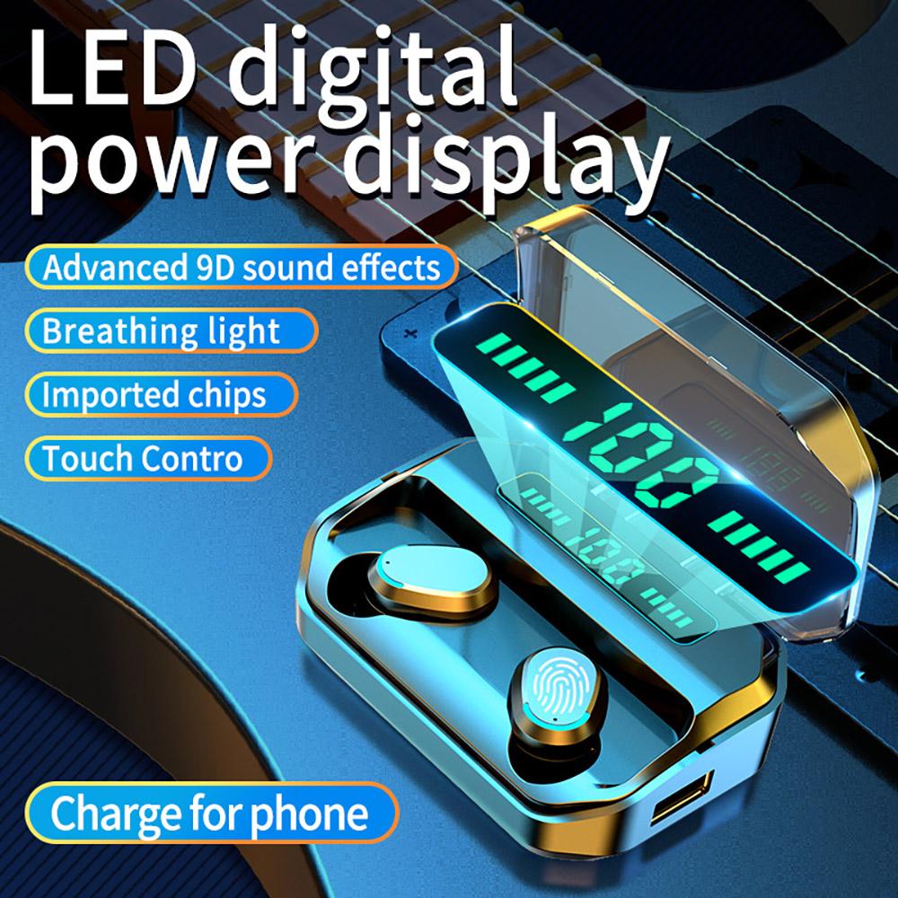 Изображение товара: Беспроводные наушники со светодиодным дисплеем, Bluetooth-наушники, TWS, сенсорное управление, Спортивная гарнитура с шумоподавлением для iPhone, Xiaomi
