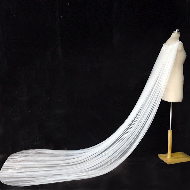 Изображение товара: Mingli Tengda кружевные Дамские Мягкие тюлевые Свадебные накидки, свадебная шаль, болеро, длинная шаль, вечерняя Свадебная накидка