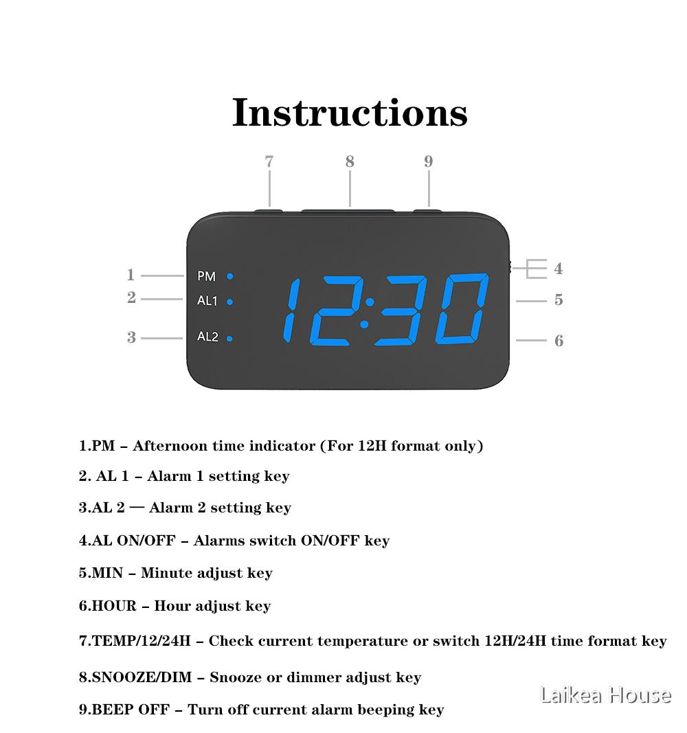 Изображение товара: Цифровой будильник на батарейках AAA, умные часы с голосовым управлением и повтором сигнала, большой светодиодный дисплей, домашние часы для спальни