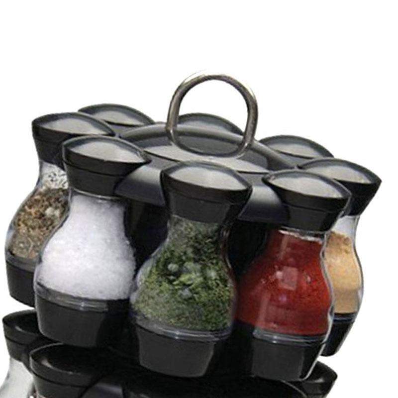 Изображение товара: 16 шт. набор приправ 360 Вращающаяся Стойка для банок кухонный графинчик бутылка для приправ кофе сахар уплотнение банка контейнер Кастора