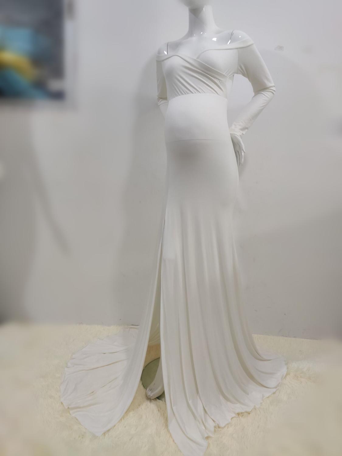 Изображение товара: Платье макси для беременных, с открытыми плечами, с разрезом сбоку