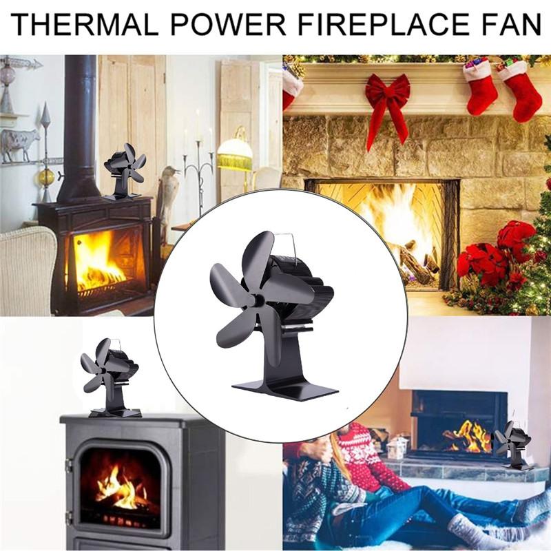 Изображение товара: Вентилятор для камина, 5 лопастей, с термометром, для дровяной печи, экологичный, тихий, для дома, эффективное распределение тепла