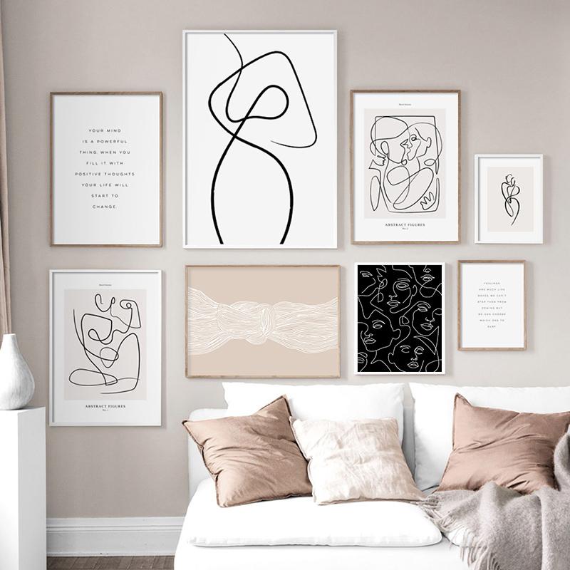 Изображение товара: Абстрактное рисование линий для лица настенные художественные плакаты и принты для гостиной Lover Gife Холст Картина Декор