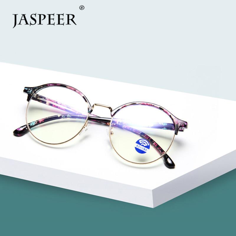 Изображение товара: Очки унисекс JASPEER, круглые, с защитой от синего света, винтажные, для работы за компьютером