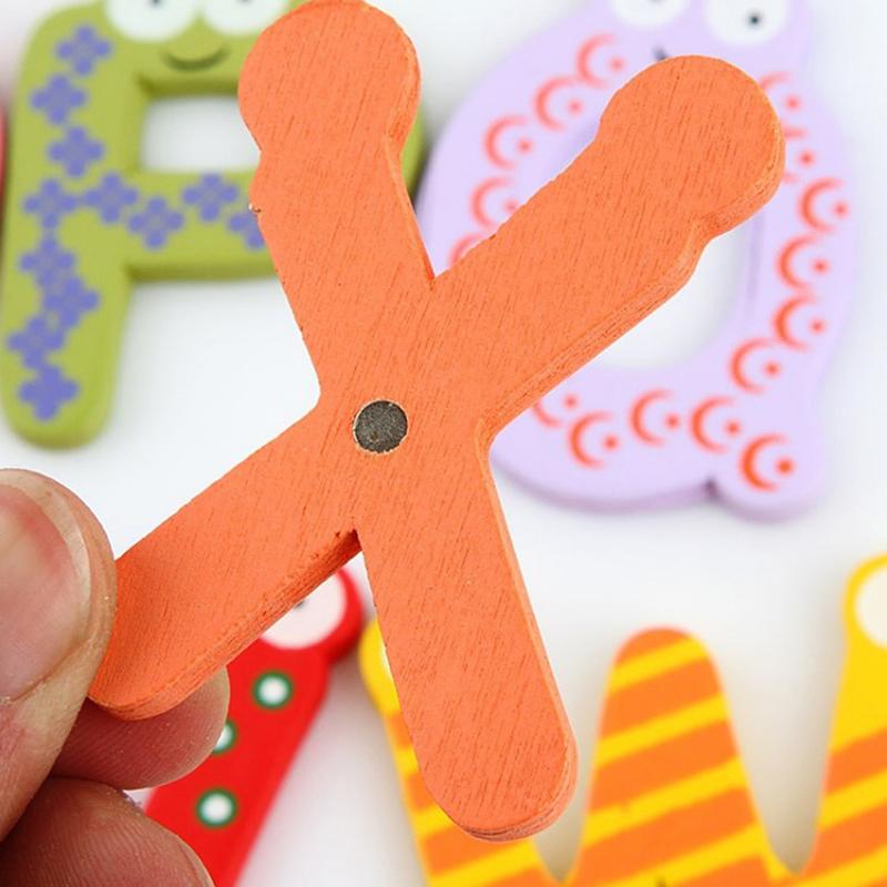Изображение товара: Горячая Распродажа детская деревянная обучающая игрушка, 26 букв, магниты на холодильник алфавит