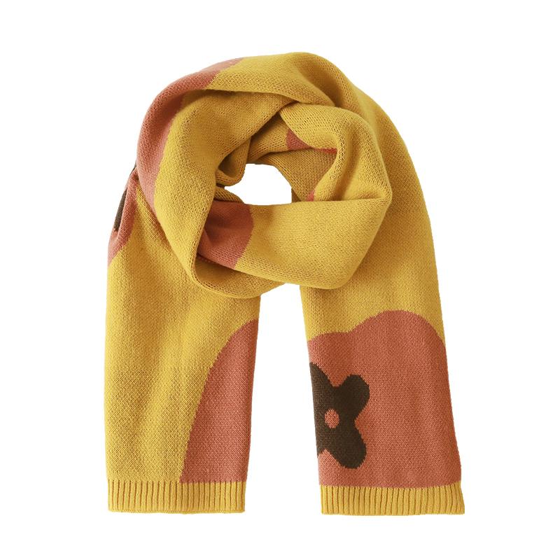 Изображение товара: Модный вязаный шарф Bebobsons для женщин, зимний плотный теплый длинный шарф, плотные теплые шарфы в стиле преппи для девочек-подростков желтого цвета