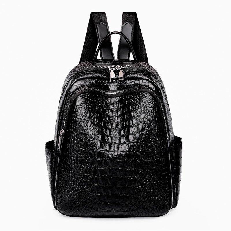 Изображение товара: Женские кожаные рюкзаки с крокодиловым узором, женская сумка через плечо в консервативном стиле, дорожные школьные сумки для девочек-подростков, модный рюкзак