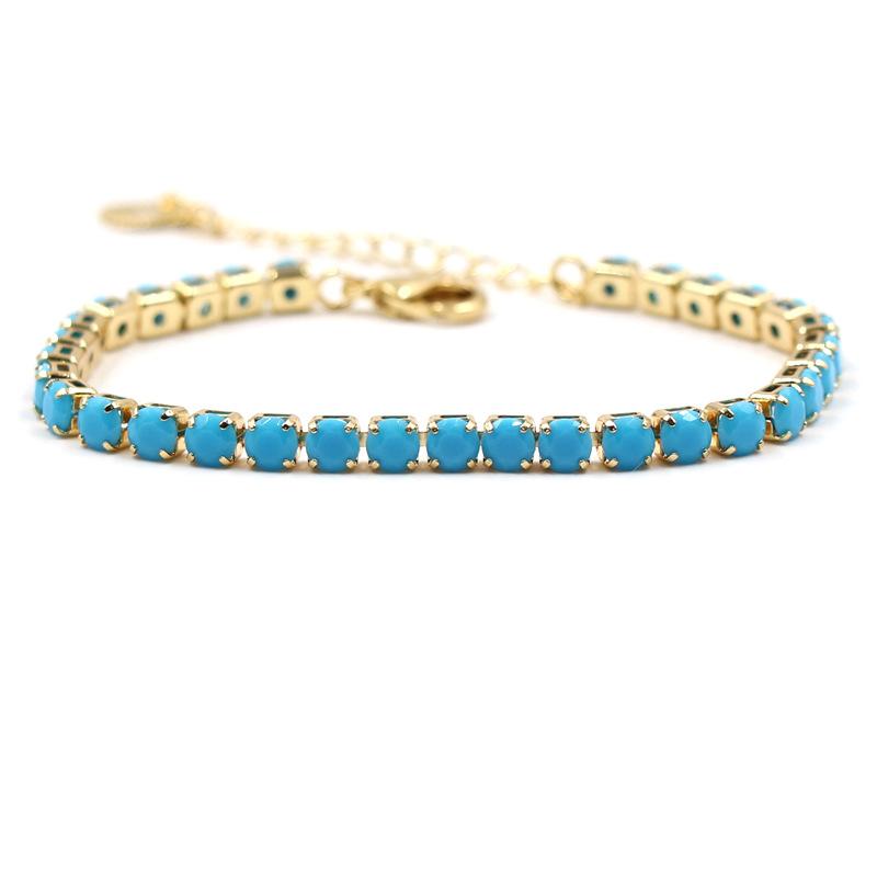 Изображение товара: Новинка 2019, женские блестящие золотые браслеты, очаровательные браслеты-манжеты с австрийскими кристаллами, синие браслеты, Модная бижутерия, лучший подарок для женщин