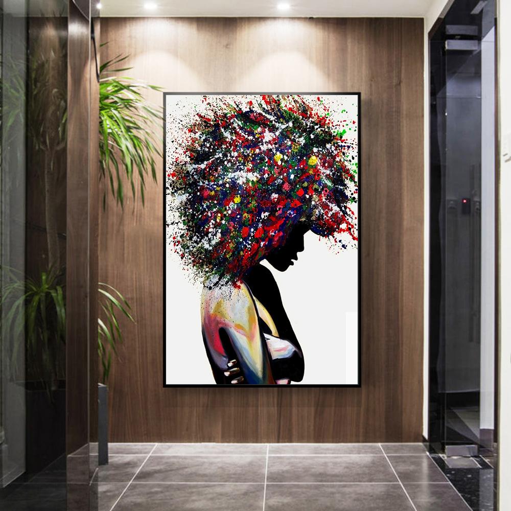 Изображение товара: Граффити искусство черная женщина холст планета плакаты и принты Африканская женщина настенное искусство современные картины для дома дизайн