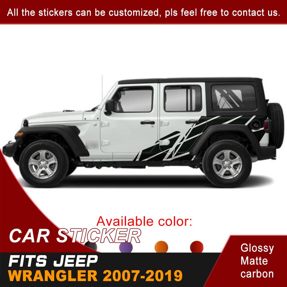 Изображение товара: Автомобильные наклейки на боковые части тела Нерегулярные полосы камень графические виниловые автомобильные наклейки на заказ подходят для Jeep Wrangler Unlimited 2007-2019