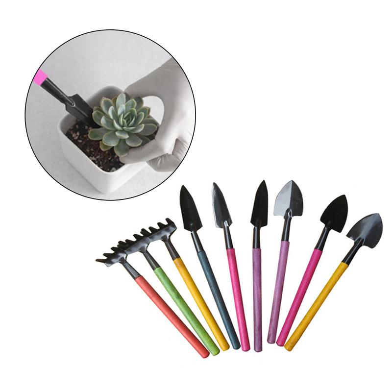 Изображение товара: 3 шт Мини садовые растения Набор инструментов с лопата с деревянной ручкой лопата, грабли