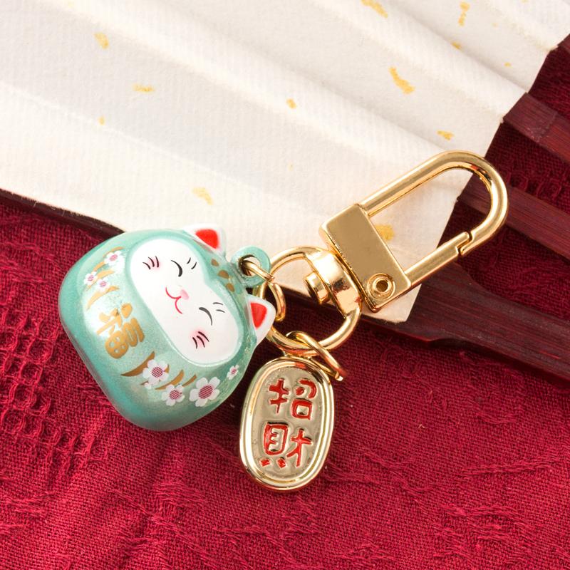 Изображение товара: Брелоки в японском стиле с милым котом на удачу, автомобильные Брелоки для ключей, украшение, водяной звук, колокольчик, подвеска, подарок для пар, цвет мечты