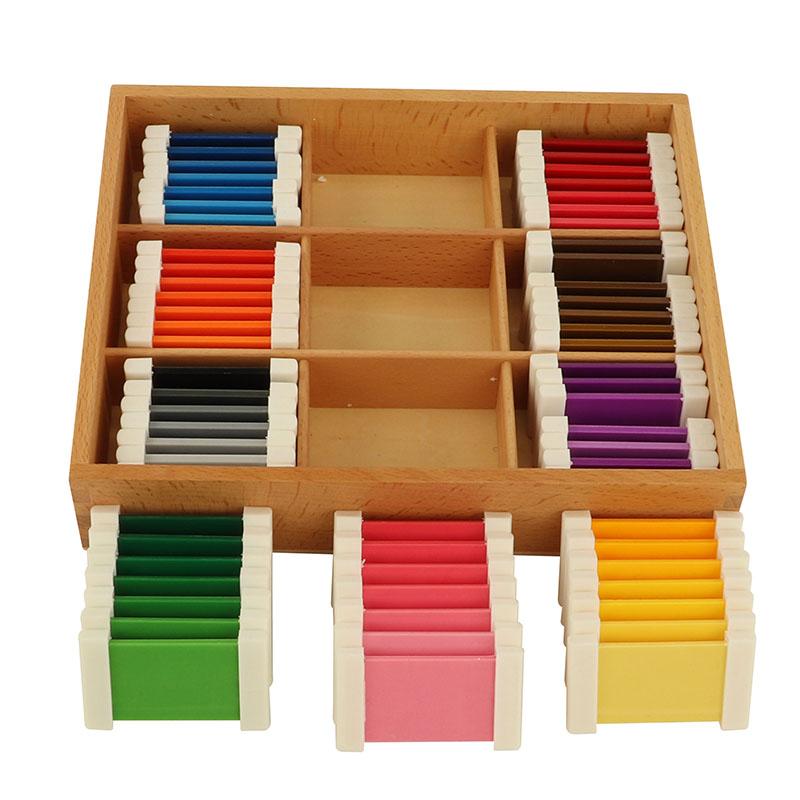 Изображение товара: Деревянные игрушечные планшеты Монтессори, сенсорные упражнения, цветные планшеты, 3 коробки, игрушки для сортировки цветов, Детские обучающие игрушки из дерева, SE016