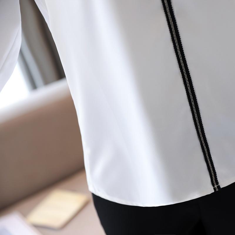 Изображение товара: Blusas Mujer De Moda 2020 элегантные черные блузки с длинным рукавом женская одежда повседневная офисная белая шифоновая рубашка с v-образным вырезом Женские топы
