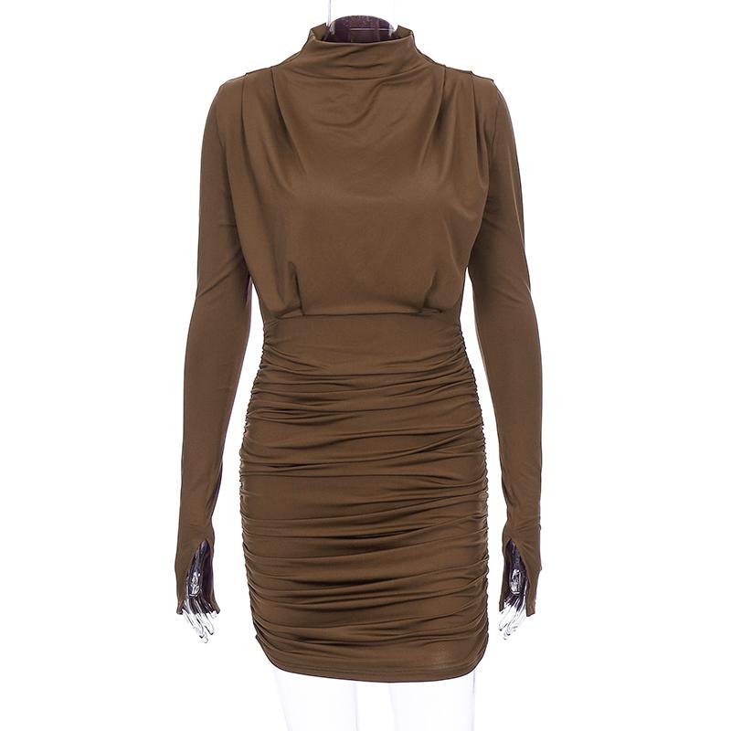 Изображение товара: Пикантное женское мини-платье с длинным рукавом и рюшами, Осень-зима, Клубная одежда для вечеринок, 2020