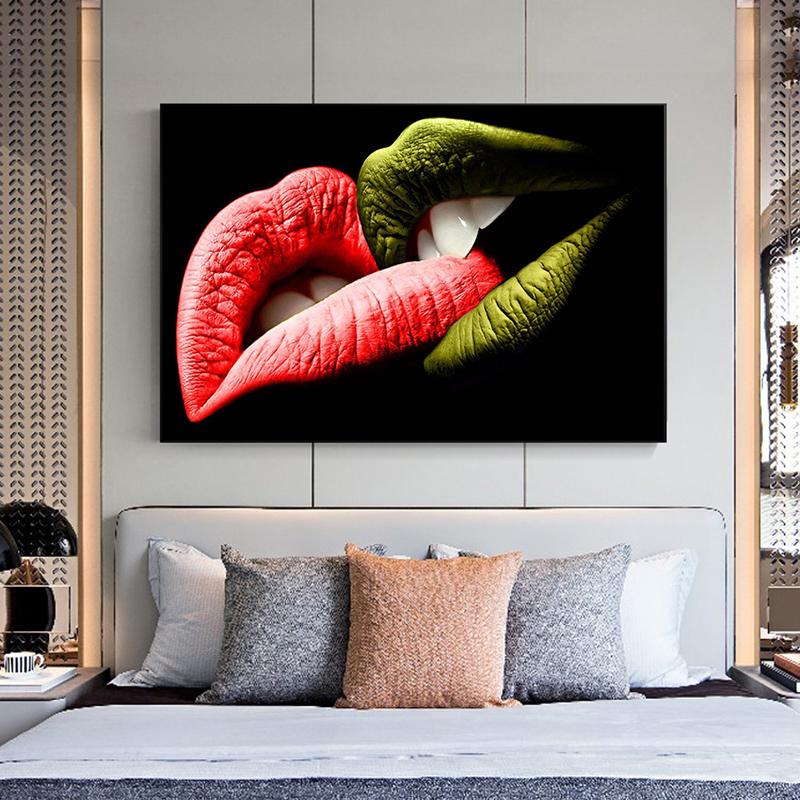 Изображение товара: Постеры и принты на холсте, с изображением сексуальных губ и поцелуев, для гостиной, для домашнего декора