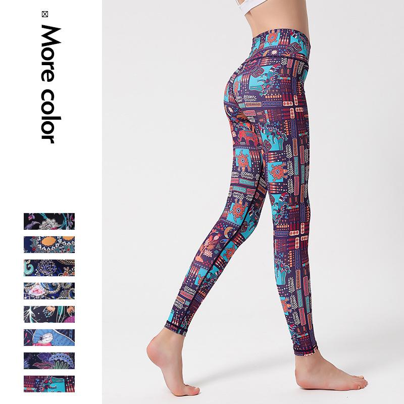 Изображение товара: Штаны для йоги с принтом, быстросохнущие леггинсы для фитнеса, облегающие брюки для танцев