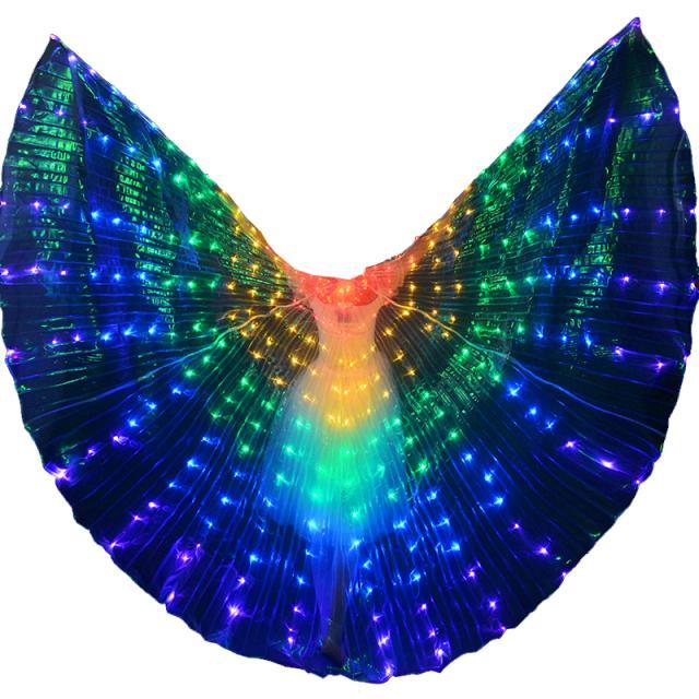 Изображение товара: Светодиодные Крылья для танца живота с регулируемыми фотографиями, реквизит для выступлений, сияющие белые светодиодные крылья, 360 градусов