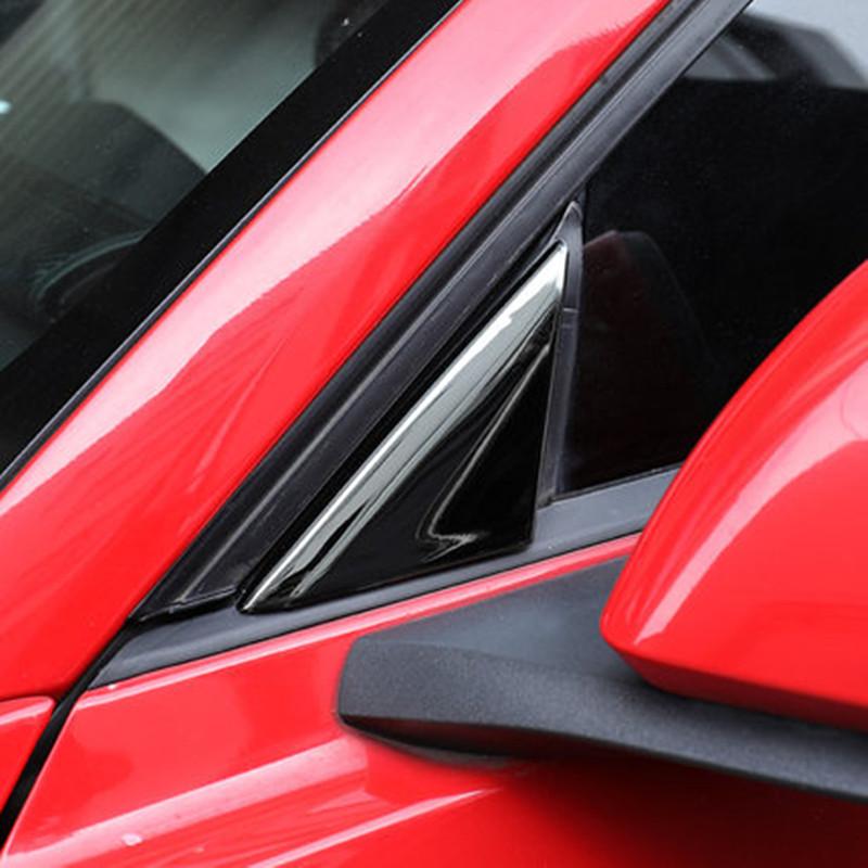 Изображение товара: QHCP, 2 шт., автомобильный Стайлинг, нержавеющая сталь, переднее стекло треугольный декор, крышка, наклейка, автомобиль для Ford Mustang 2015-2020