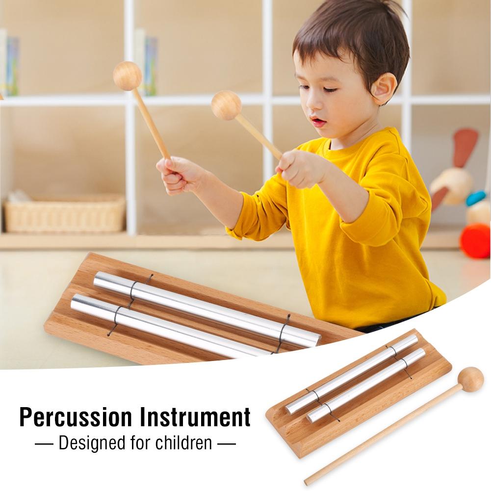 Изображение товара: 2-тоновый перкуссионный инструмент с молотком, музыкальная обучающая игрушка для искусственных инструментов, инструменты, ветряные колокольчики