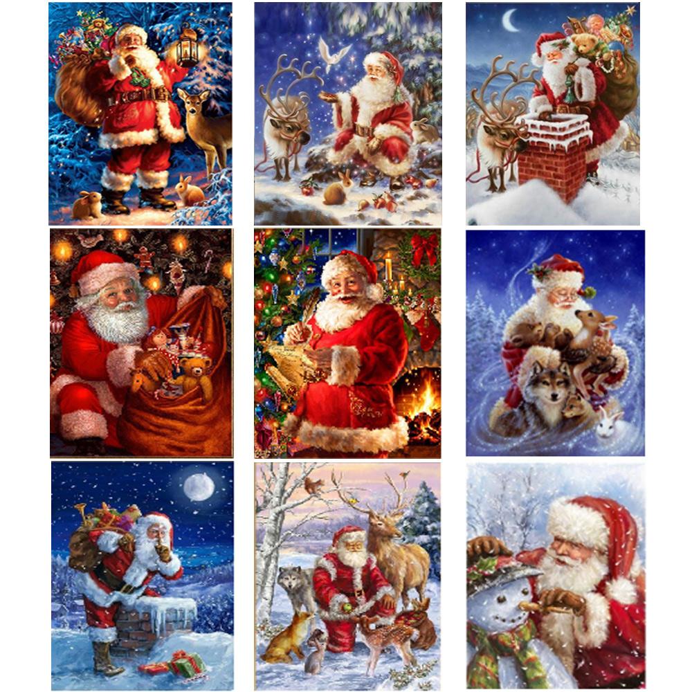 Изображение товара: Алмазная живопись «сделай сам», мозаика Санта-Клауса, снеговик, круглые алмазы ручной работы, вышивка крестиком, мозаика, декоративная детская роспись, обои