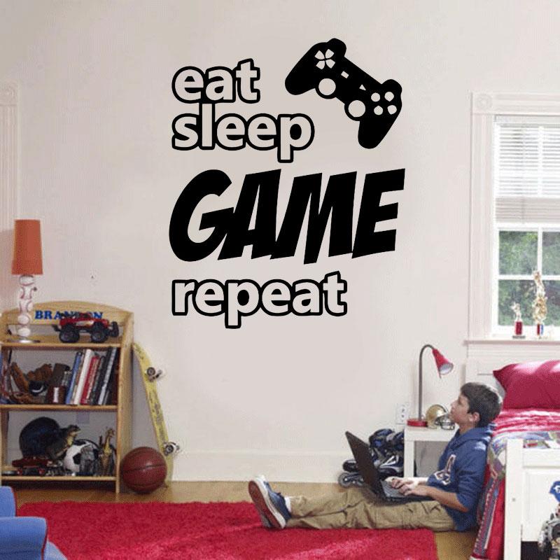 Изображение товара: Съемная Настенная Наклейка с надписью «Eat Sleep», «Eat Sleep», «Game Zoom Art», «Домашний декор для детской комнаты мальчика», спальная; Игровая наклейки для интерьера, A677