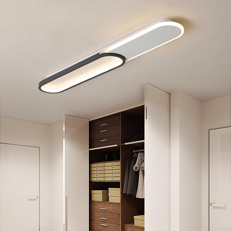 Изображение товара: Современный светодиодный потолочный светильник, для спальни, кухни, коридора, потолочный светильник, акриловая световая полоса, черный/белый потолосветильник