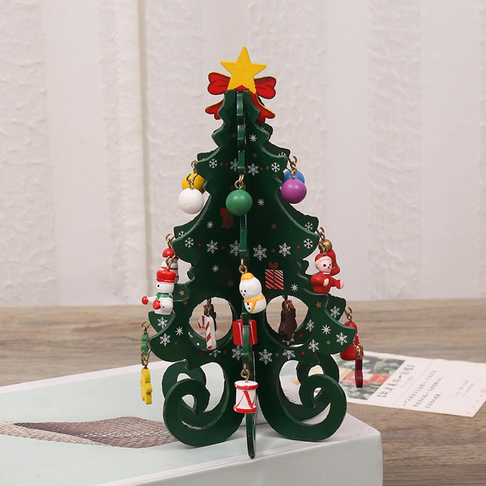 Изображение товара: Украшения для новогодней елки, детские украшения ручной работы «сделай сам», стерео, деревянная елка, подарок, рождественские украшения с маленькой подвеской