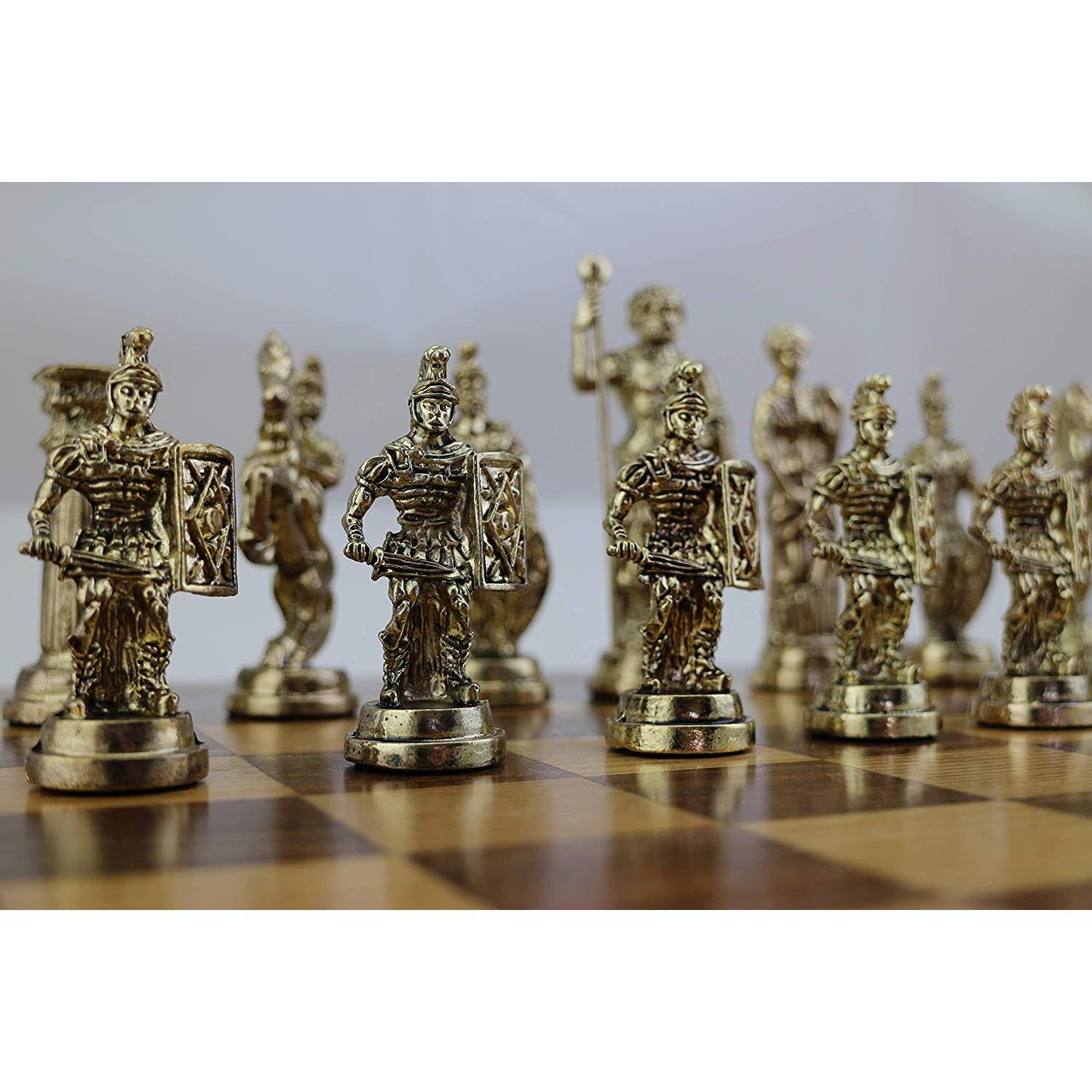 Изображение товара: (Только шахматные фигуры) исторические римские фигуры ручной работы, металлические шахматные фигуры большого размера, король 11 см (доска не входит в комплект)