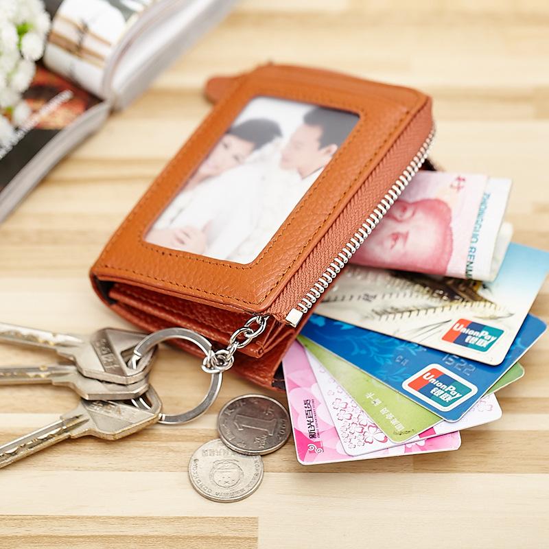 Изображение товара: Новый маленький кошелек для монет GROJITOO, модная сумочка для монет из натуральной кожи, Мини Женский кошелек для монет из воловьей кожи на молнии