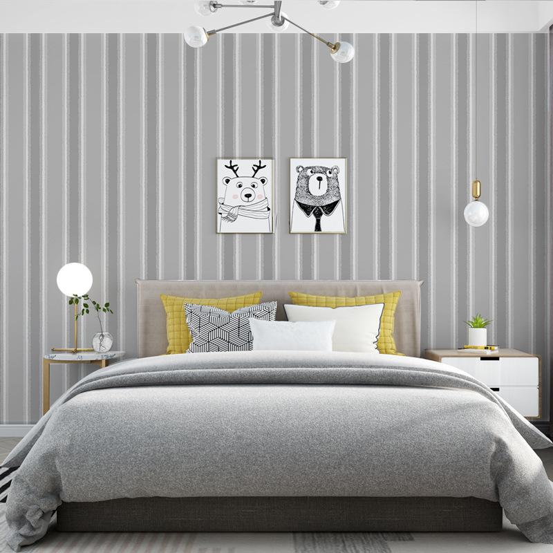 Изображение товара: Настенные обои в скандинавском стиле, простой современный нетканый материал в Вертикальную Полоску для гостиной, спальни, фона за телевизором