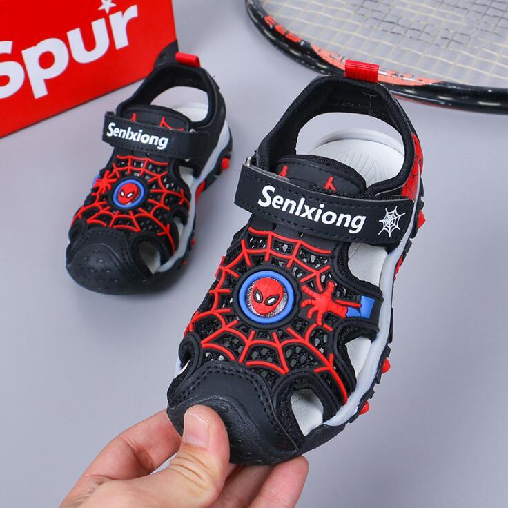 Изображение товара: Disney/летние детские сандалии с закрытым носком; Сандалии Спайдермен для маленьких мальчиков; Ортопедические спортивные пляжные сандалии из искусственной кожи для маленьких мальчиков