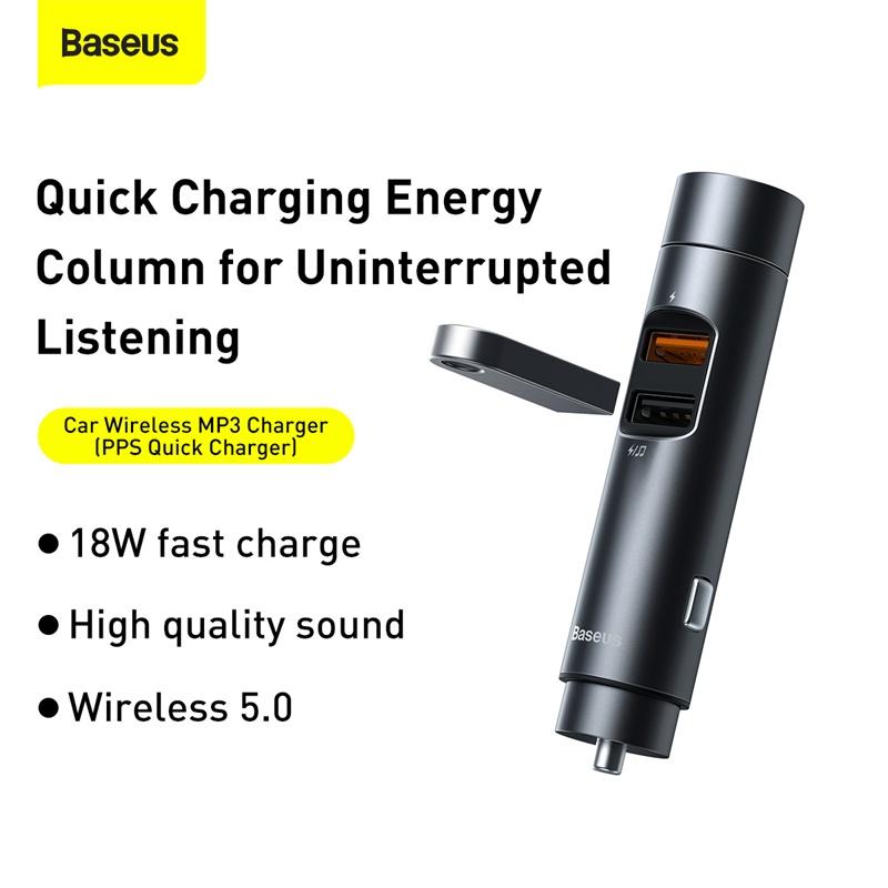 Изображение товара: Устройство зарядное Baseus автомобильное с FM-модулятором и поддержкой Bluetooth 5,0, 18 Вт