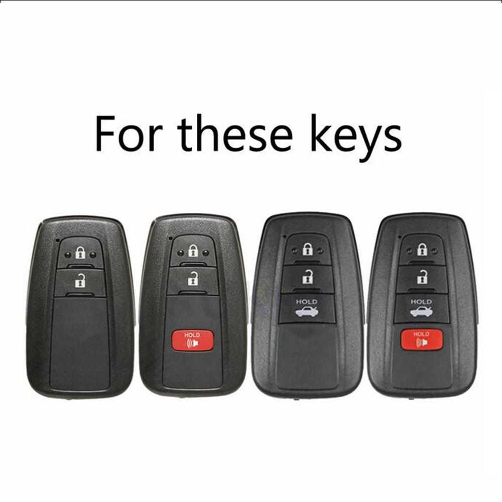 Изображение товара: Чехол для ключа автомобиля Toyota Camry, Corolla, Prius, Rav4, Land Cruiser, Prado, из углеродного волокна, с металлическим брелоком