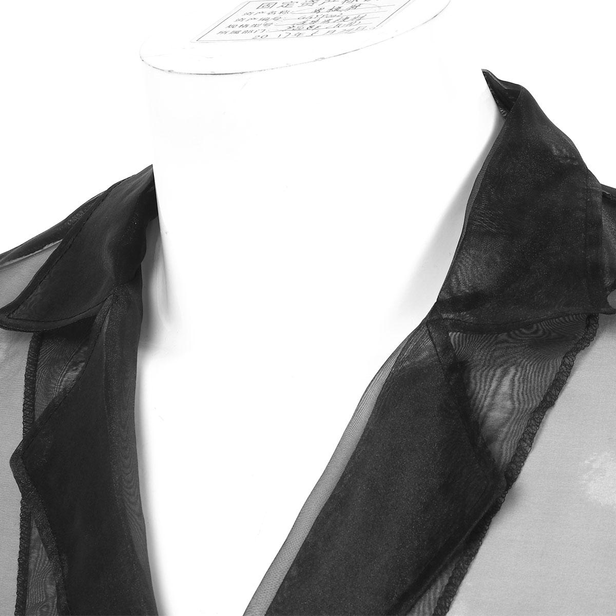 Изображение товара: Мужская модная прозрачная двубортная рубашка с воротником с лацканами и рукавами прозрачные майки, 3/4, топы, пальто, рубашка для ночного клуба