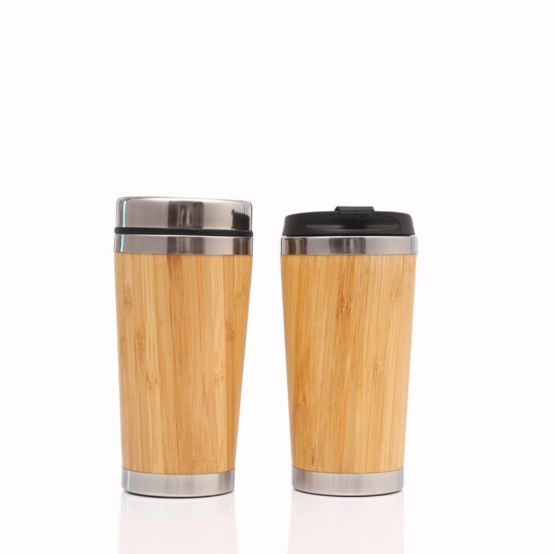 Изображение товара: Бамбуковая кофейная чашка из нержавеющей стали, дорожная кружка для кофе с герметичной крышкой для кофе, изолированная с многоразовой чашкой ZM926