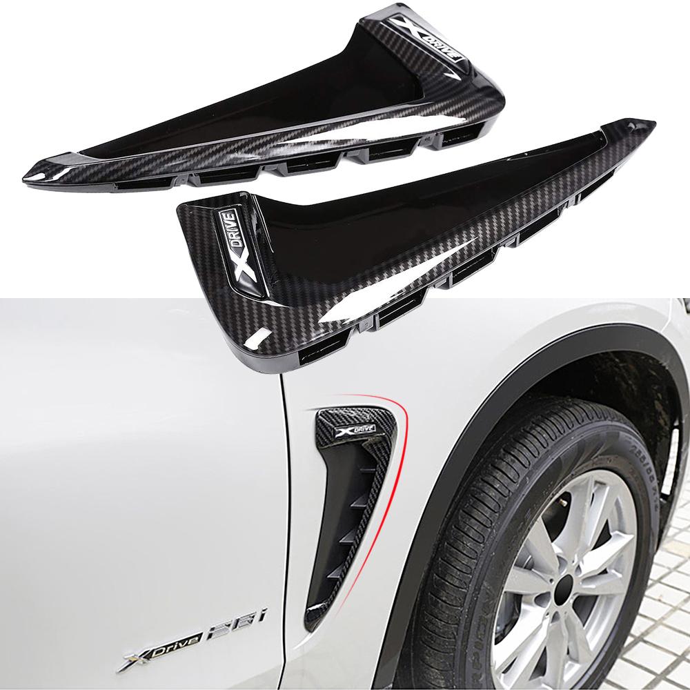 Изображение товара: 2шт XDrive логотип боковое крыло акула жабры накладка из углеродного волокна для BMW X5 F15 X5M F85 автомобильный Стайлинг Авто вентиляционные Наклейки для декора воздуха