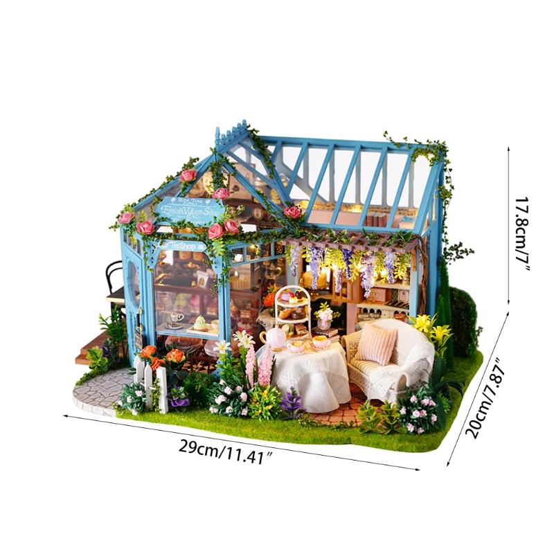 Изображение товара: 1:25 кукольный домик Миниатюрный с мебелью, DIY деревянный кукольный домик набор плюс музыкальная шкатулка P31B