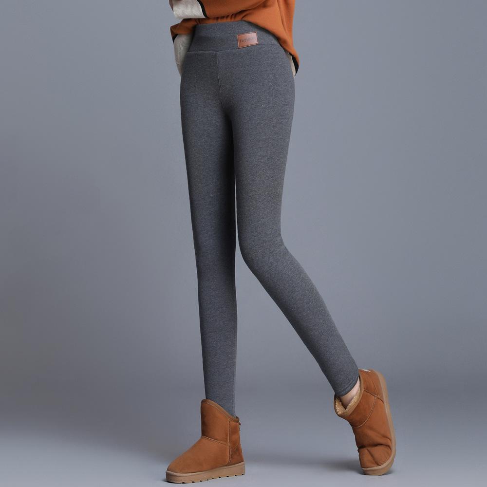 Изображение товара: Зимние Бархатные обтягивающие леггинсы женские теплые велюровые брюки размера плюс 4xl с высокой талией эластичные однотонные повседневные брюки черные 2020