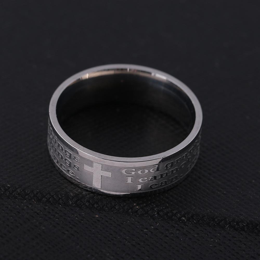 Изображение товара: Cross Etch Christian Serenity Prayer Stainless Steel Jewelry Ring For Men Women Size 17mm to 22mm