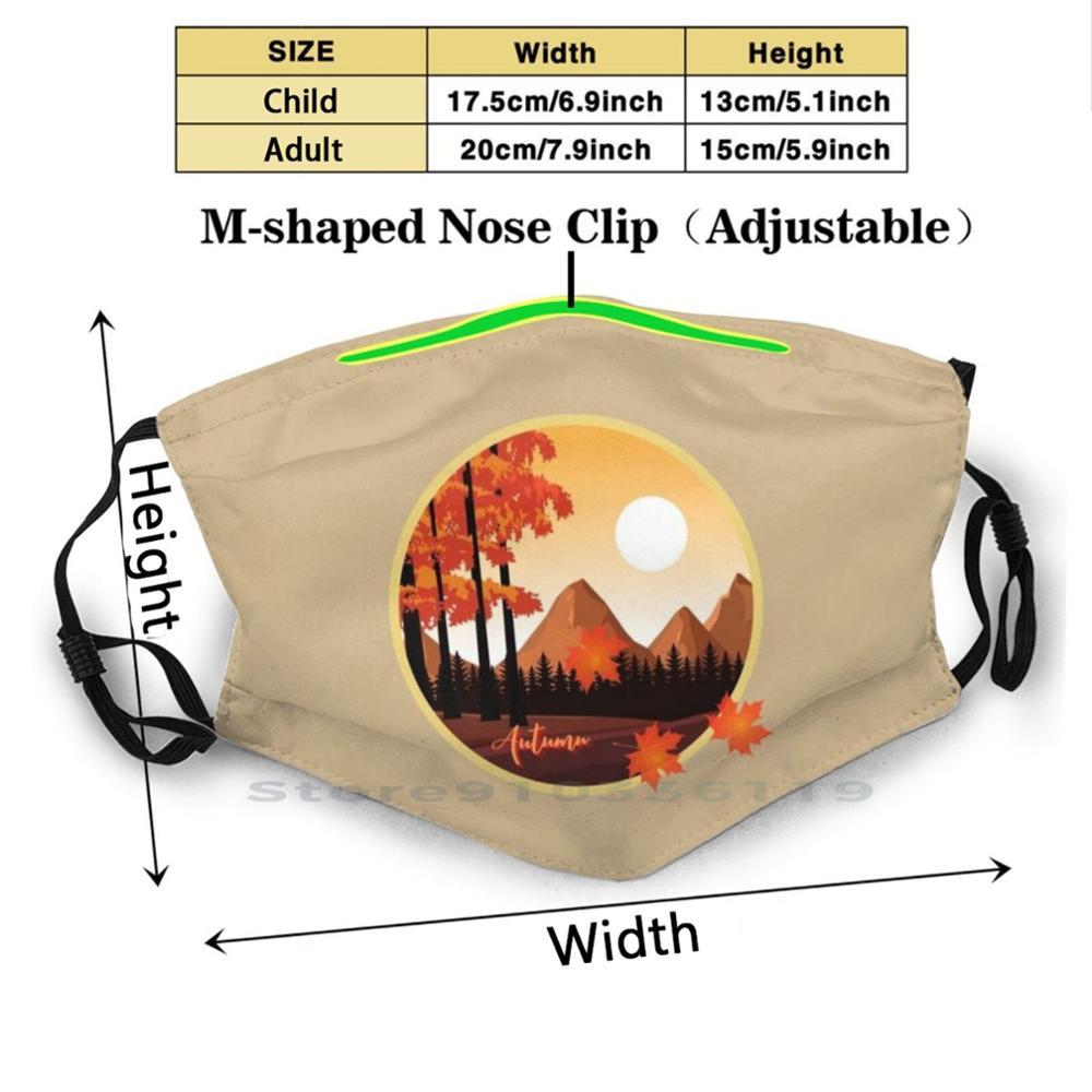 Изображение товара: Маска многоразовая детская с фильтром Pm2.5, маска для лица с принтом листьев, ландшафта, природы, многоразовая, для осени и сезона